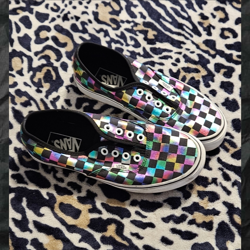 Van's Rainbow Metallic Checkerboard Womens 7.5 Or Mens 6